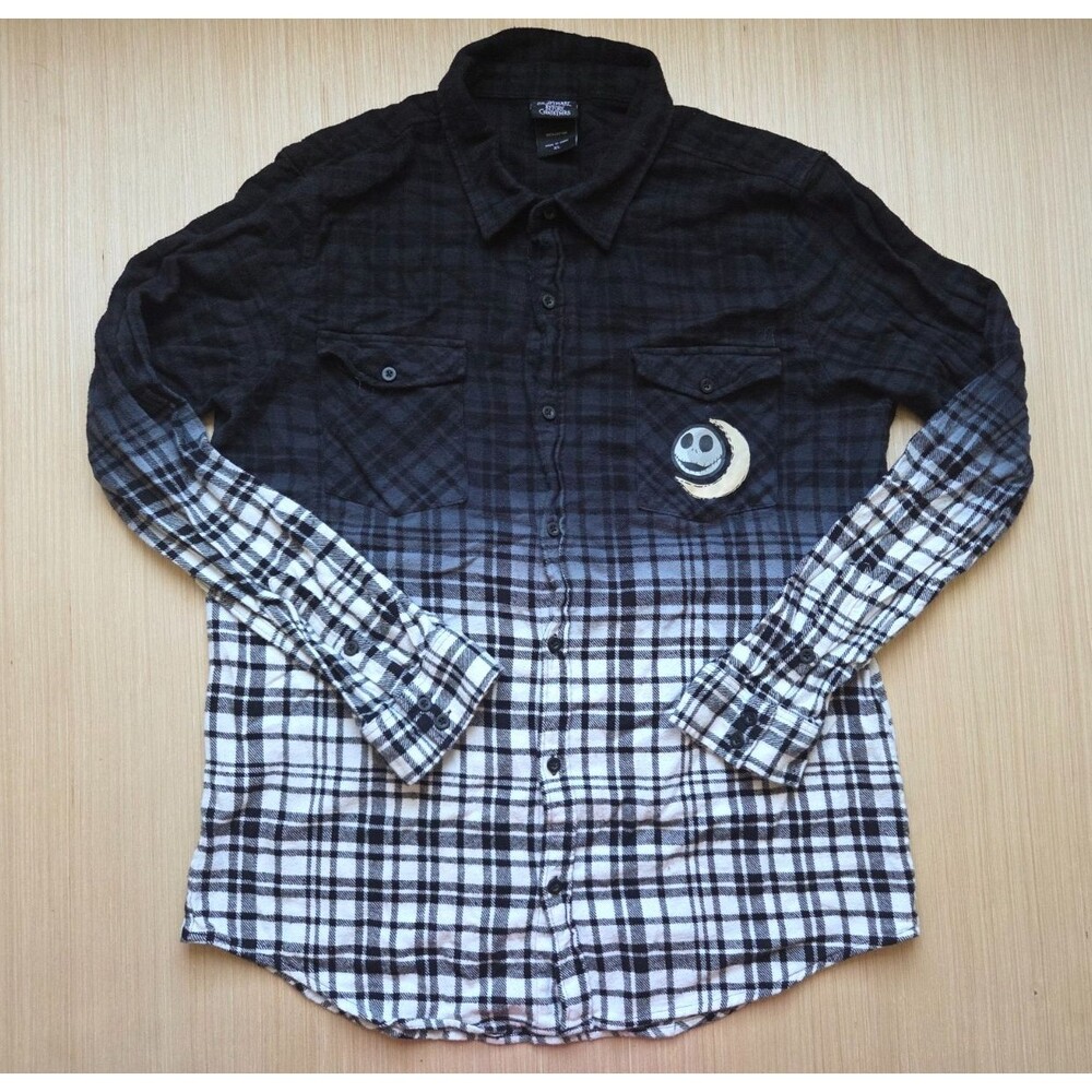 Disney Nightmare Before Christmas Unisex XL Ombre Plaid Flannel Button Shirt